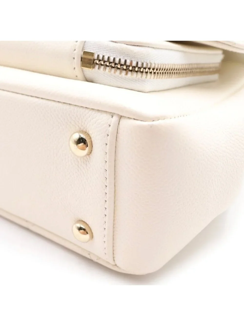 Chanel Quilted Affinity 2-Way Chain Shoulder Bag White Caviar Leather Gold
